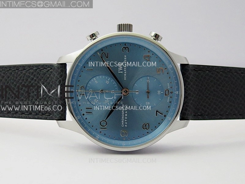 Portuguese Chrono IW371626 ZF 1:1 Best Edition Light Blue Dial on Blue Leather Strap A69355