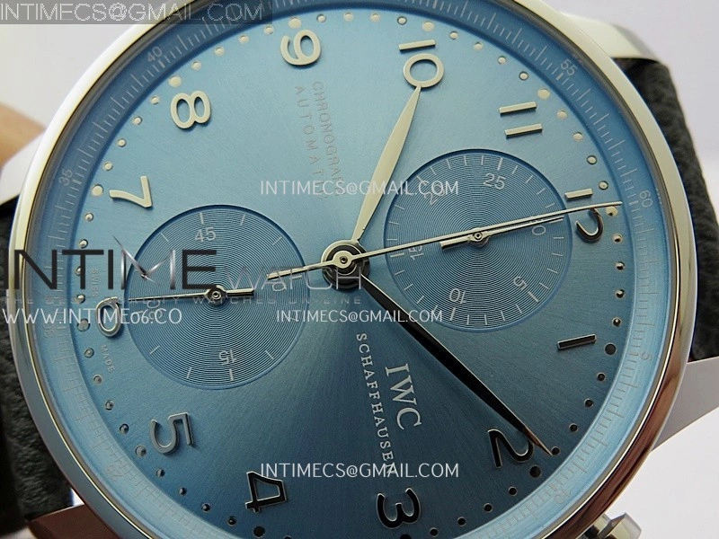 Portuguese Chrono IW371626 ZF 1:1 Best Edition Light Blue Dial on Blue Leather Strap A69355