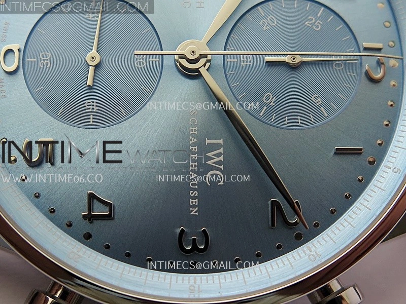 Portuguese Chrono IW371626 ZF 1:1 Best Edition Light Blue Dial on Blue Leather Strap A69355
