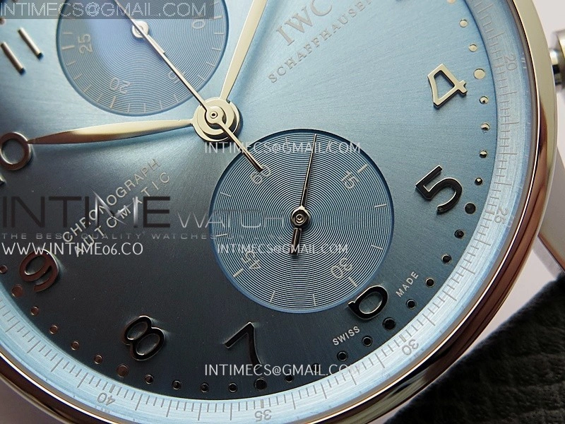 Portuguese Chrono IW371626 ZF 1:1 Best Edition Light Blue Dial on Blue Leather Strap A69355