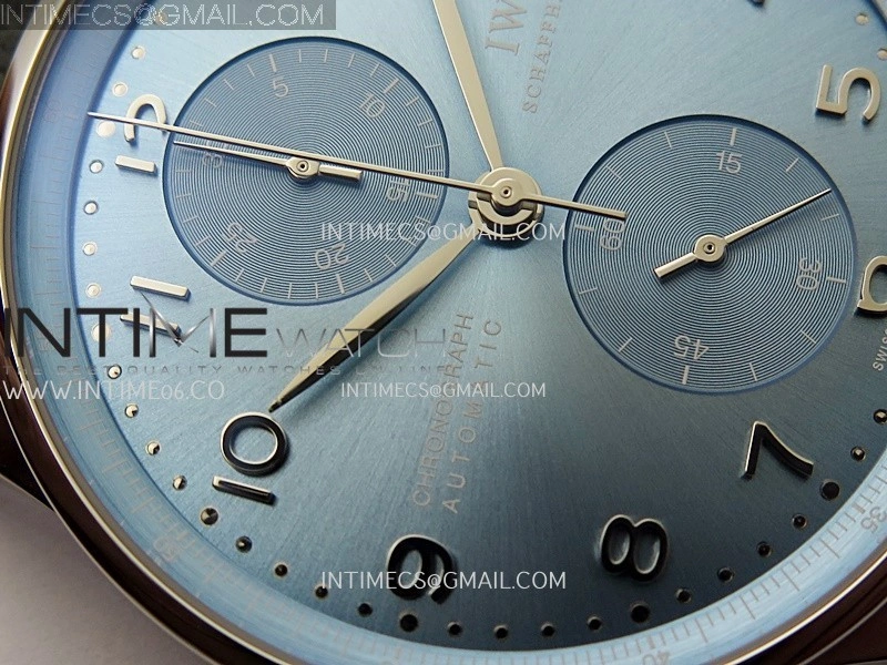 Portuguese Chrono IW371626 ZF 1:1 Best Edition Light Blue Dial on Blue Leather Strap A69355