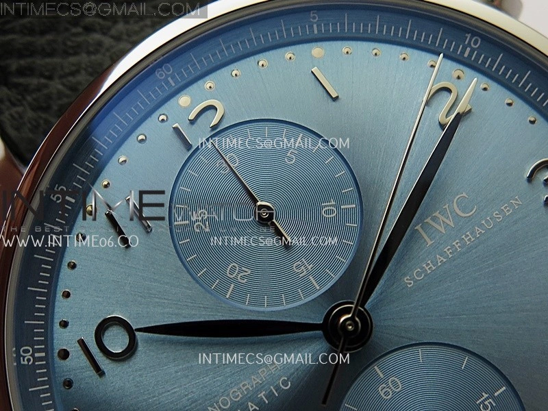 Portuguese Chrono IW371626 ZF 1:1 Best Edition Light Blue Dial on Blue Leather Strap A69355