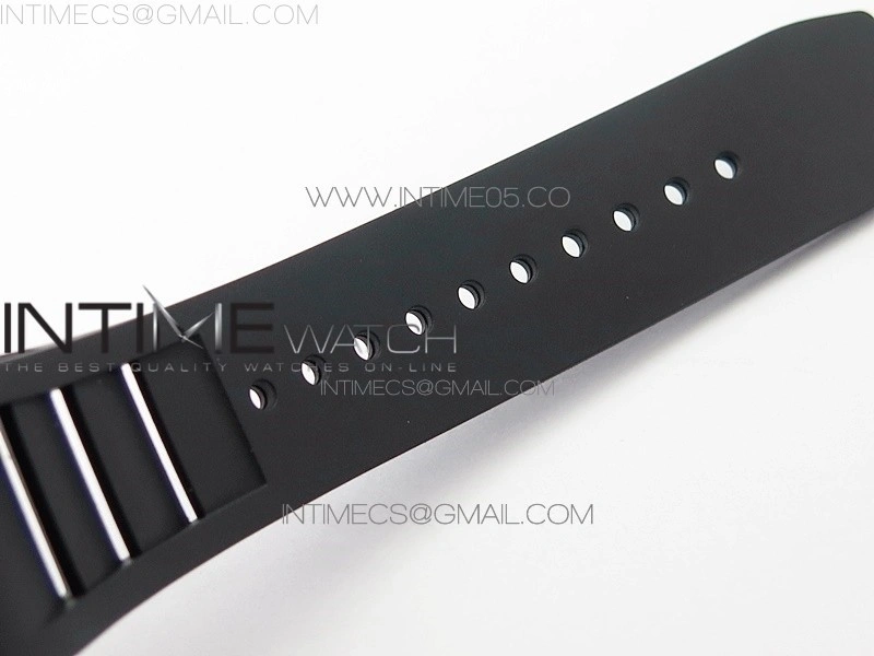 RM011 RG Case Carbon Bezel Chronograph KVF 1:1 Best Edition Skeleton Dial Red RG on Black Rubber Strap A7750