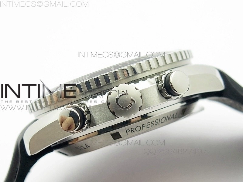 Planet Ocean Master Chronometer Chrono SS OM 1:1 Best Edition Black Dial on Black Orange Strap A9300