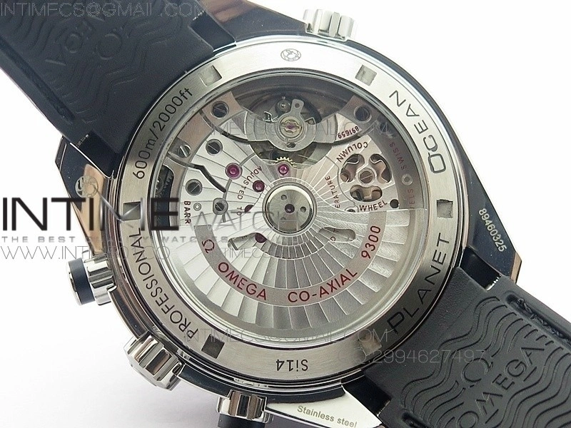 Planet Ocean Master Chronometer Chrono SS OM 1:1 Best Edition Black Dial on Black Orange Strap A9300
