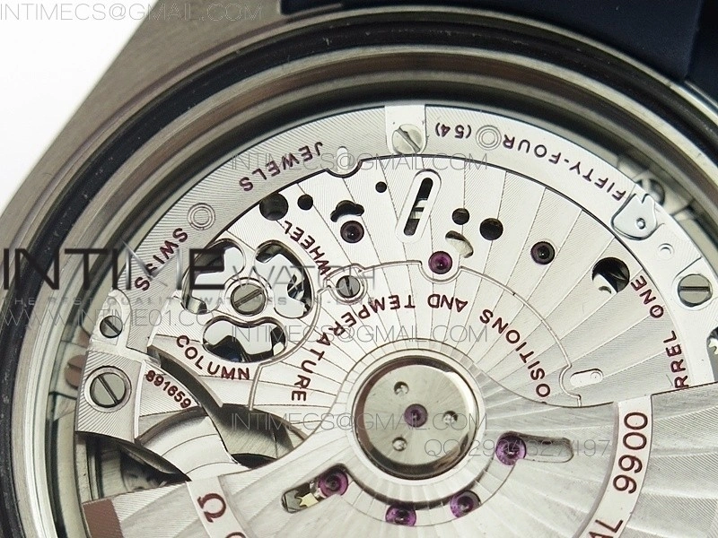 Planet Ocean Master Chronometer Chrono SS OM 1:1 Best Edition Black Dial on Blue Leather Strap A9900