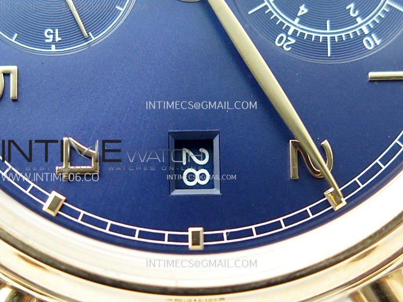 Portugieser Chrono Classic 42 IW3904 RG AZF 1:1 Best Edition Blue dial on Brown Leather Strap A7750