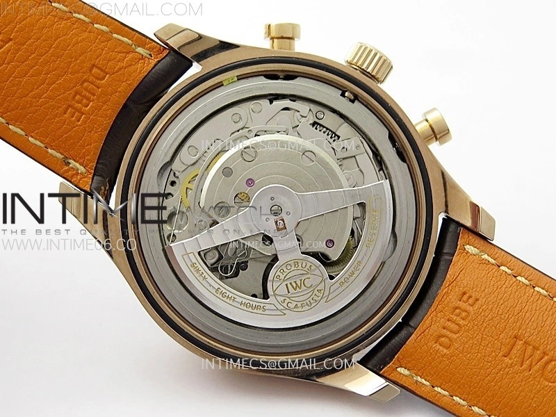 Portugieser Chrono Classic 42 IW3904 RG AZF 1:1 Best Edition Blue dial on Brown Leather Strap A7750
