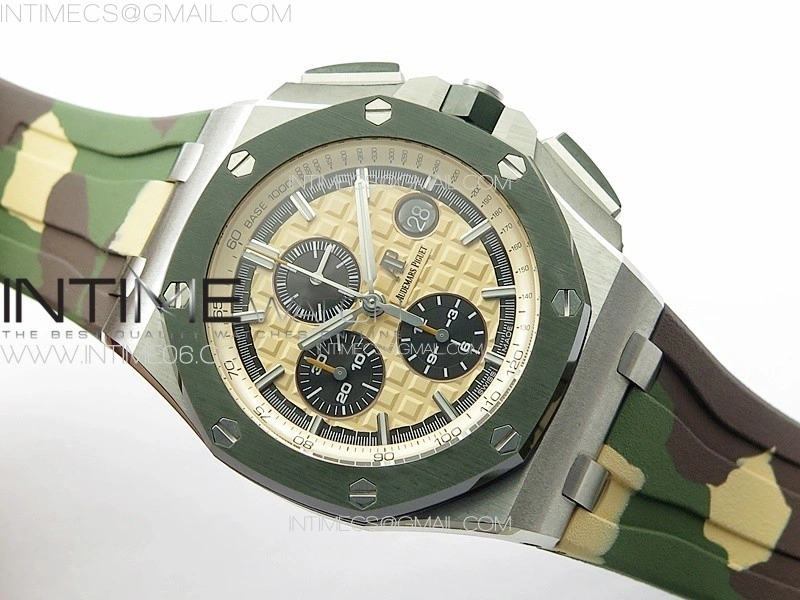 Royal Oak Offshore ‘Combat’ 44mm APSF 1:1 Best Edition Green Ceramic Bezel on Camo Rubber Strap A3126