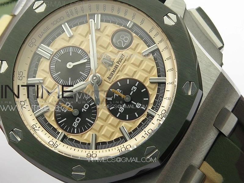 Royal Oak Offshore ‘Combat’ 44mm APSF 1:1 Best Edition Green Ceramic Bezel on Camo Rubber Strap A3126