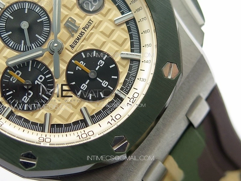 Royal Oak Offshore ‘Combat’ 44mm APSF 1:1 Best Edition Green Ceramic Bezel on Camo Rubber Strap A3126