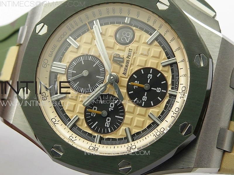 Royal Oak Offshore ‘Combat’ 44mm APSF 1:1 Best Edition Green Ceramic Bezel on Camo Rubber Strap A3126