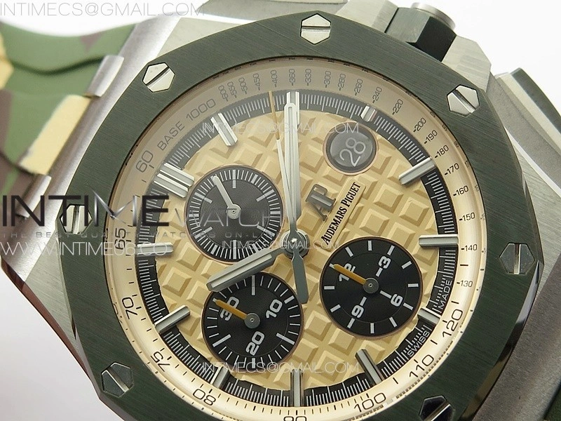 Royal Oak Offshore ‘Combat’ 44mm APSF 1:1 Best Edition Green Ceramic Bezel on Camo Rubber Strap A3126