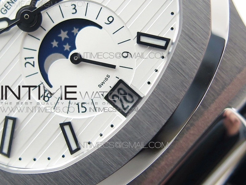 Nautilus 5726 Complicated SS GRF 1:1 Best Edition White Textured Dial on Leather Strap A324 V3