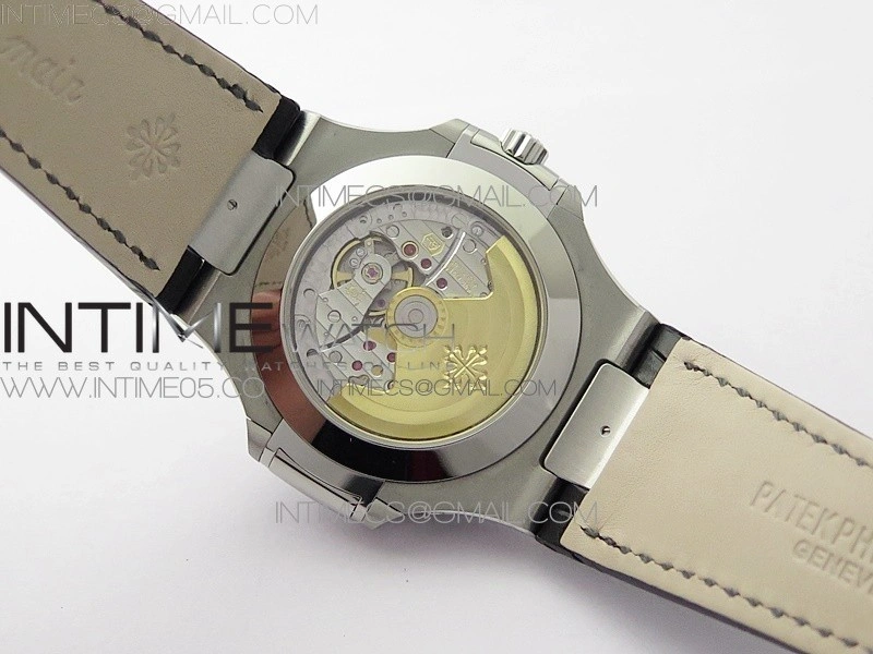 Nautilus 5726 Complicated SS GRF 1:1 Best Edition White Textured Dial on Leather Strap A324 V3