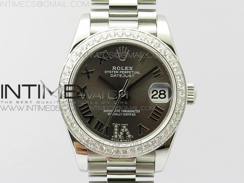 Datejust 31mm 278275 SS Crystals bezel BP Best Edition Gray Roman Markers Dial on SS President Bracelet