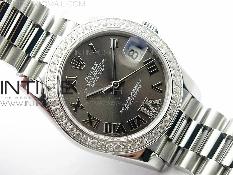 Datejust 31mm 278275 SS Crystals bezel BP Best Edition Gray Roman Markers Dial on SS President Bracelet
