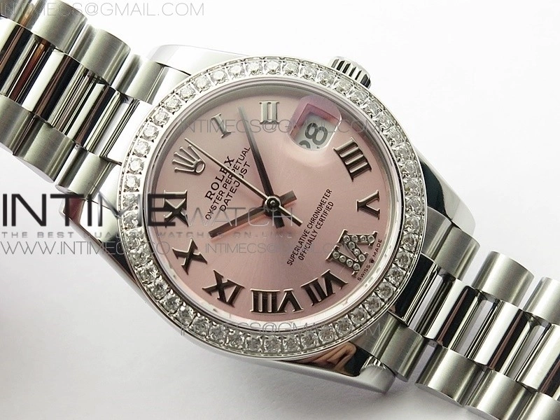 Datejust 31mm 278275 SS Crystals bezel BP Best Edition Pink Roman Markers Dial on SS President Bracelet