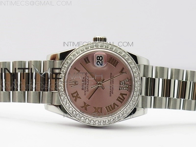 Datejust 31mm 278275 SS Crystals bezel BP Best Edition Pink Roman Markers Dial on SS President Bracelet