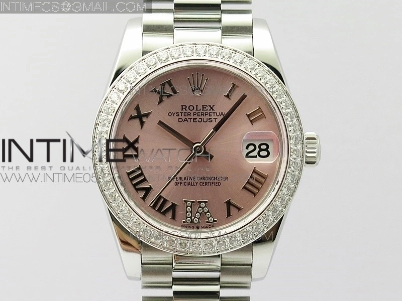 Datejust 31mm 278275 SS Crystals bezel BP Best Edition Pink Roman Markers Dial on SS President Bracelet