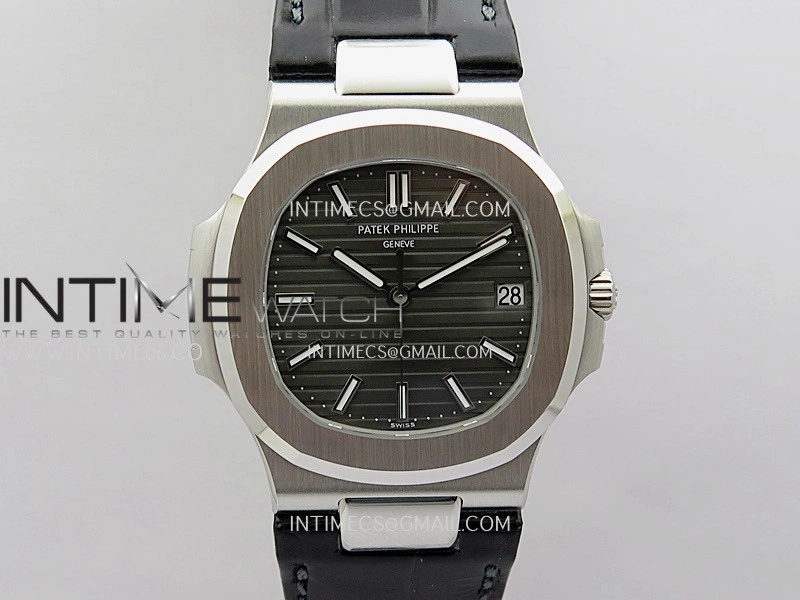 Nautilus 5711 Gain Weight DDF 1:1 Best Edition Gray Textured Dial On Black Leather Strap Super Clone DD324