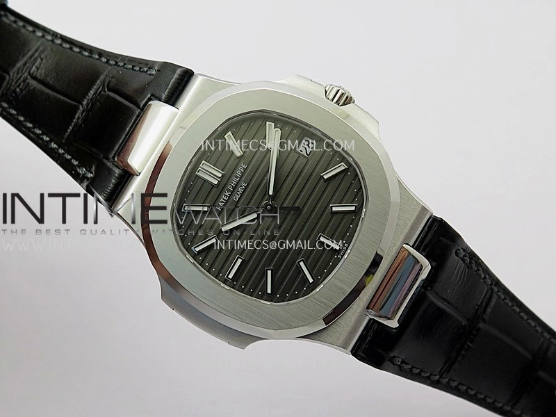 Nautilus 5711 Gain Weight DDF 1:1 Best Edition Gray Textured Dial On Black Leather Strap Super Clone DD324