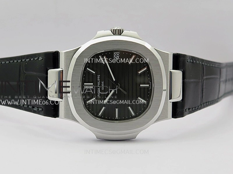 Nautilus 5711 Gain Weight DDF 1:1 Best Edition Gray Textured Dial On Black Leather Strap Super Clone DD324