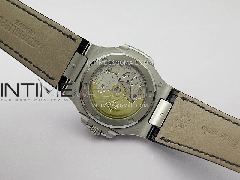 Nautilus 5711 Gain Weight DDF 1:1 Best Edition Gray Textured Dial On Black Leather Strap Super Clone DD324