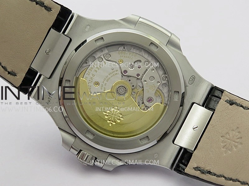 Nautilus 5711 Gain Weight DDF 1:1 Best Edition Gray Textured Dial On Black Leather Strap Super Clone DD324