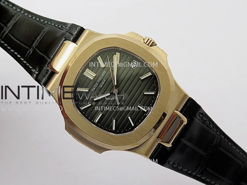 Nautilus 5711 Gain Weight DDF 1:1 Best Edition Gray Textured Dial On Black Leather Strap Super Clone DD324
