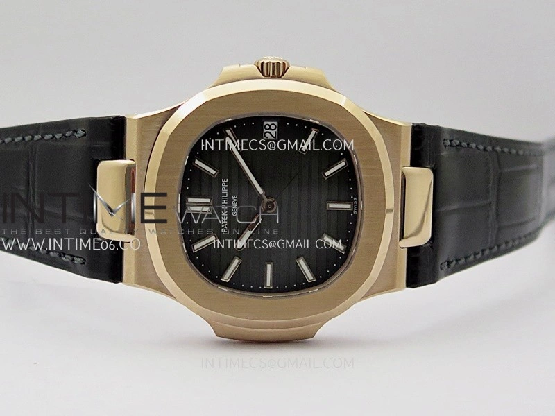 Nautilus 5711 Gain Weight DDF 1:1 Best Edition Gray Textured Dial On Black Leather Strap Super Clone DD324