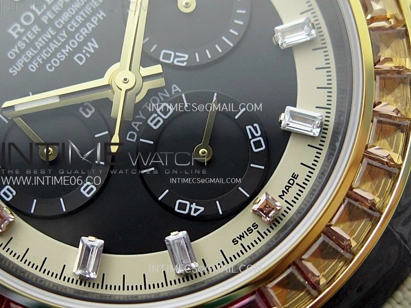 Daytona DIW Black Carbon Case DIWF Edition Gray White Dial Rainbow T Diamonds Bezel on White Nylon Strap A4130