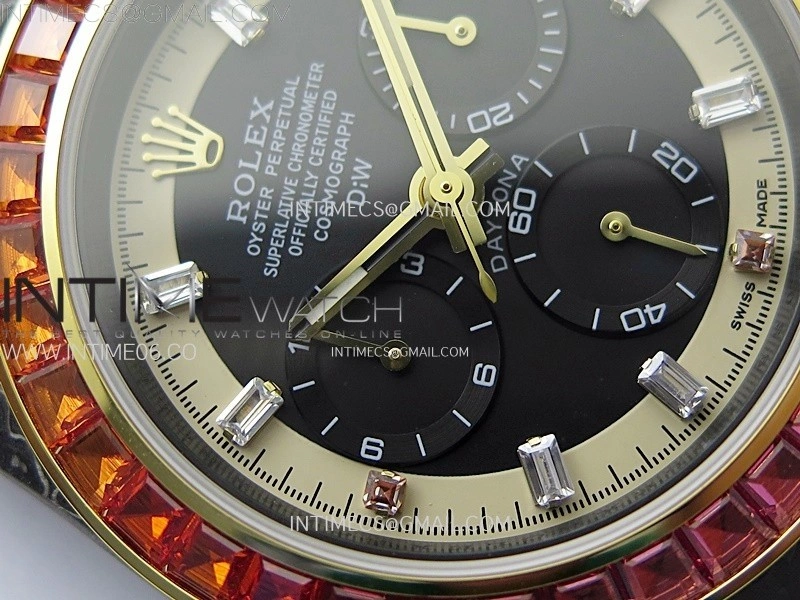 Daytona DIW Black Carbon Case DIWF Edition Gray White Dial Rainbow T Diamonds Bezel on White Nylon Strap A4130
