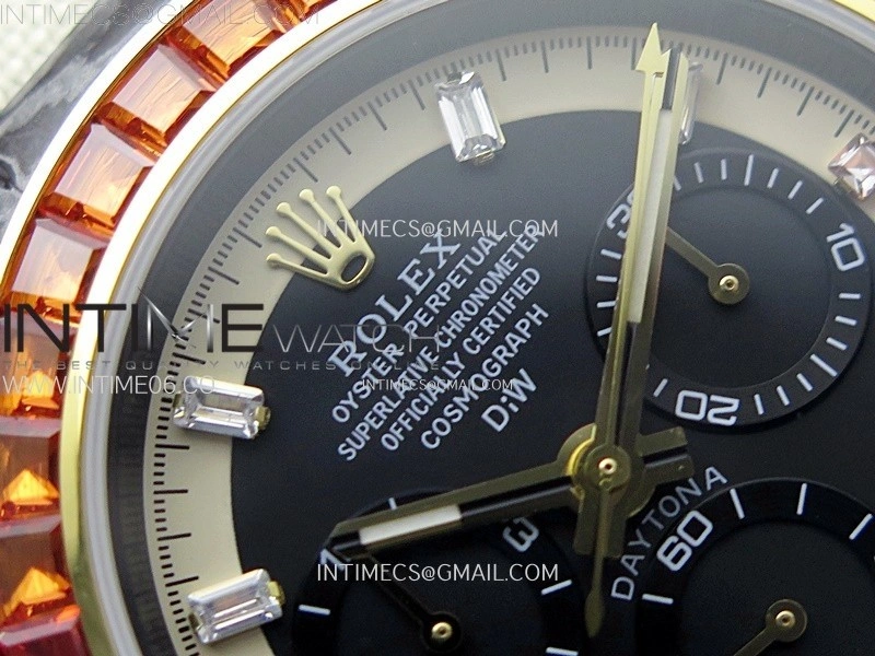 Daytona DIW Black Carbon Case DIWF Edition Gray White Dial Rainbow T Diamonds Bezel on White Nylon Strap A4130