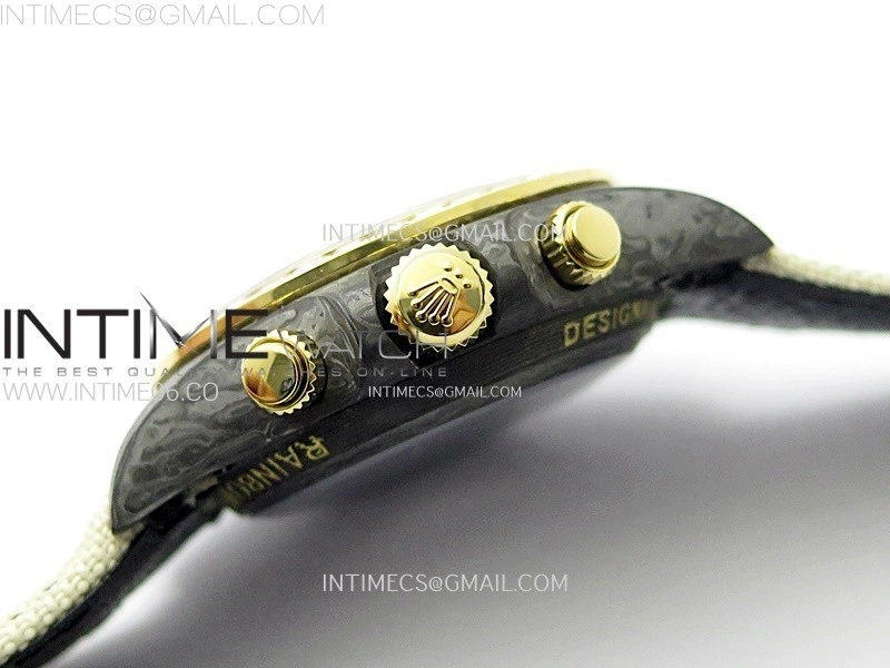 Daytona DIW Black Carbon Case DIWF Edition Gray White Dial Rainbow T Diamonds Bezel on White Nylon Strap A4130