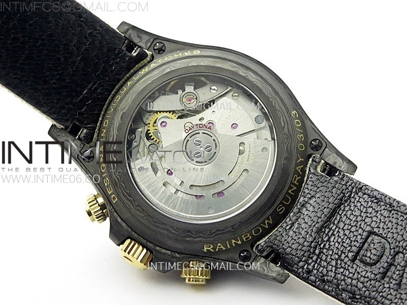Daytona DIW Black Carbon Case DIWF Edition Gray White Dial Rainbow T Diamonds Bezel on White Nylon Strap A4130