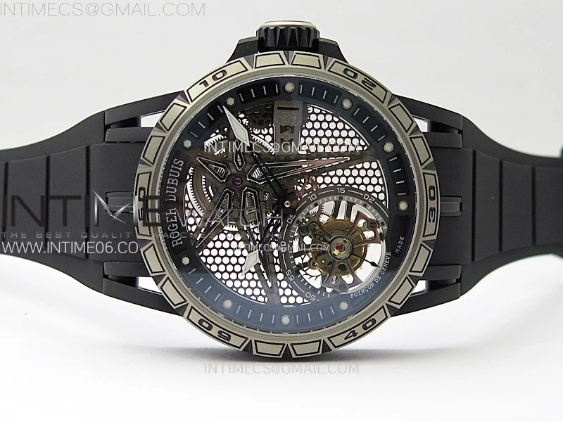 Excalibur Rddbex0815 DLC Ti BBR Best Edition Black Skeleton Dial on Black Rubber Strap Asian RD505SQ