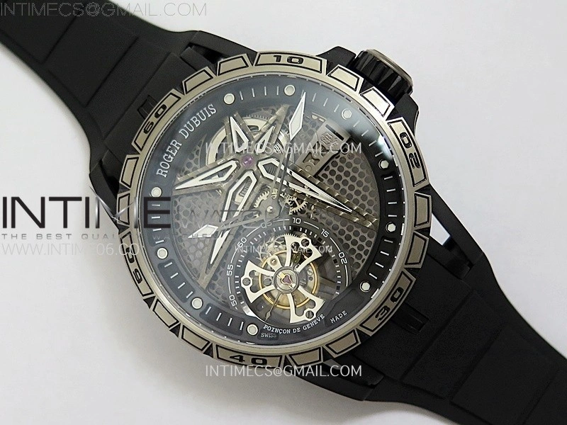 Excalibur Rddbex0815 DLC Ti BBR Best Edition Black Skeleton Dial on Black Rubber Strap Asian RD505SQ