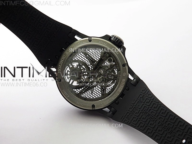 Excalibur Rddbex0815 DLC Ti BBR Best Edition Black Skeleton Dial on Black Rubber Strap Asian RD505SQ