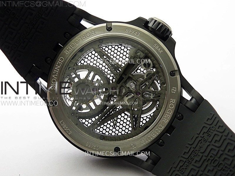 Excalibur Rddbex0815 DLC Ti BBR Best Edition Black Skeleton Dial on Black Rubber Strap Asian RD505SQ