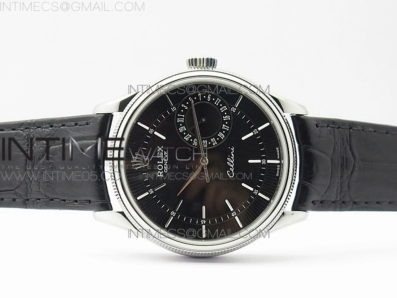 Cellini 50519 Real Date SS BP Best Edition Black Dial Sticks Markers on Black Leather Strap SA3165