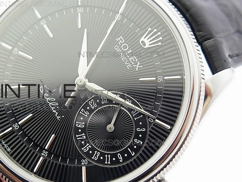 Cellini 50519 Real Date SS BP Best Edition Black Dial Sticks Markers on Black Leather Strap SA3165