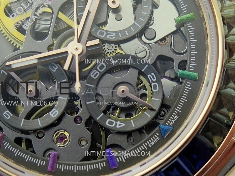 Blacken Daytona RG Rainbow Bezel GETF Best Edition Skeleton Dial on Rubber Strap SA4130