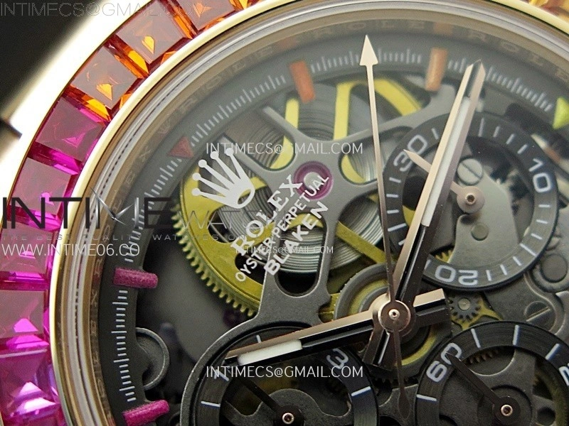 Blacken Daytona RG Rainbow Bezel GETF Best Edition Skeleton Dial on Rubber Strap SA4130