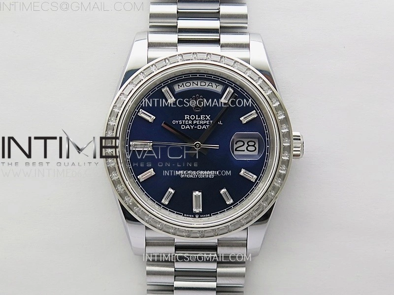 Day Date 228239 40mm 904L SS T Dia Bezel QF Gain Weight Blue Dial T Dia Markers on SS President Bracelet A2836