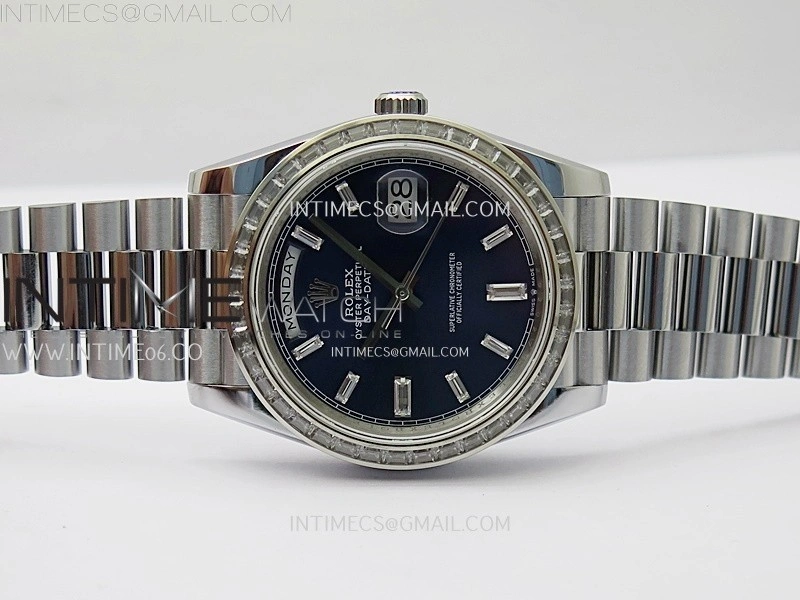 Day Date 228239 40mm 904L SS T Dia Bezel QF Gain Weight Blue Dial T Dia Markers on SS President Bracelet A2836