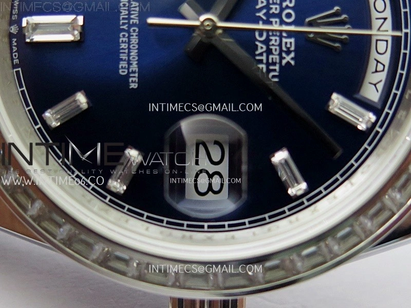 Day Date 228239 40mm 904L SS T Dia Bezel QF Gain Weight Blue Dial T Dia Markers on SS President Bracelet A2836