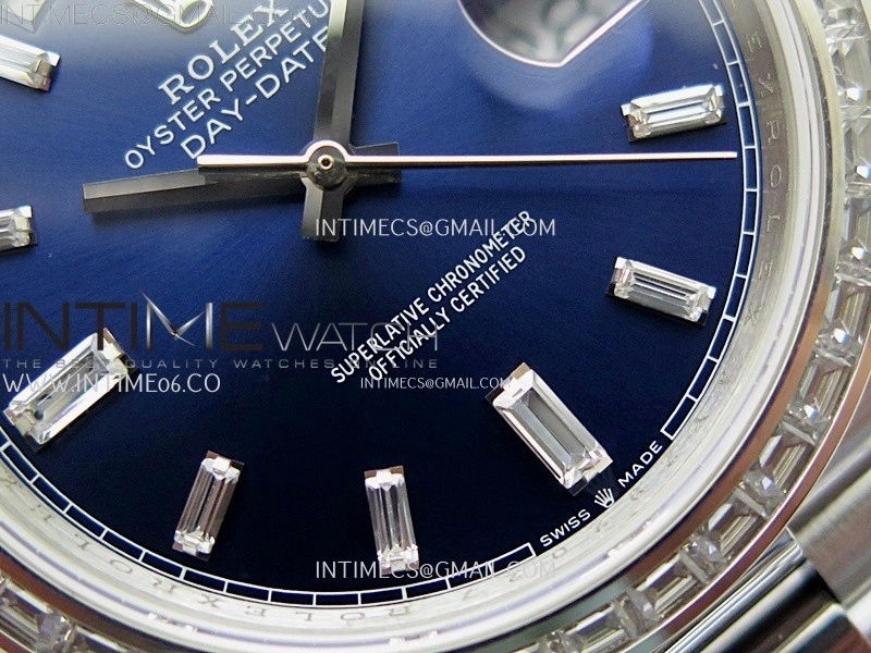 Day Date 228239 40mm 904L SS T Dia Bezel QF Gain Weight Blue Dial T Dia Markers on SS President Bracelet A2836