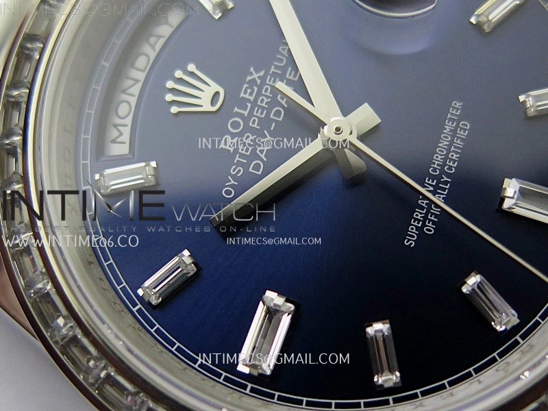 Day Date 228239 40mm 904L SS T Dia Bezel QF Gain Weight Blue Dial T Dia Markers on SS President Bracelet A2836