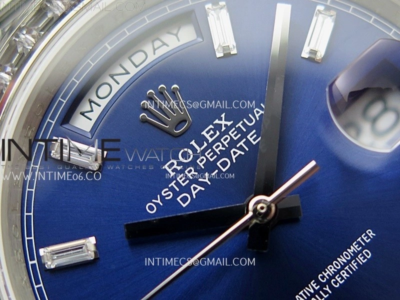 Day Date 228239 40mm 904L SS T Dia Bezel QF Gain Weight Blue Dial T Dia Markers on SS President Bracelet A2836